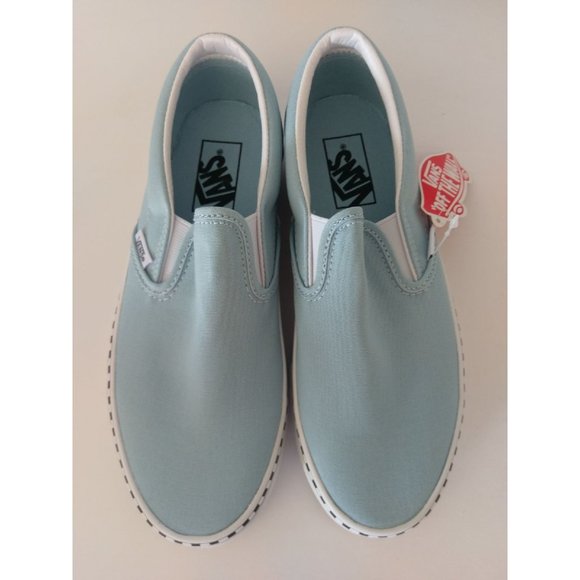 VANS Classic Slip Canvas Shoes Blue Whit - Picture 2 of 7